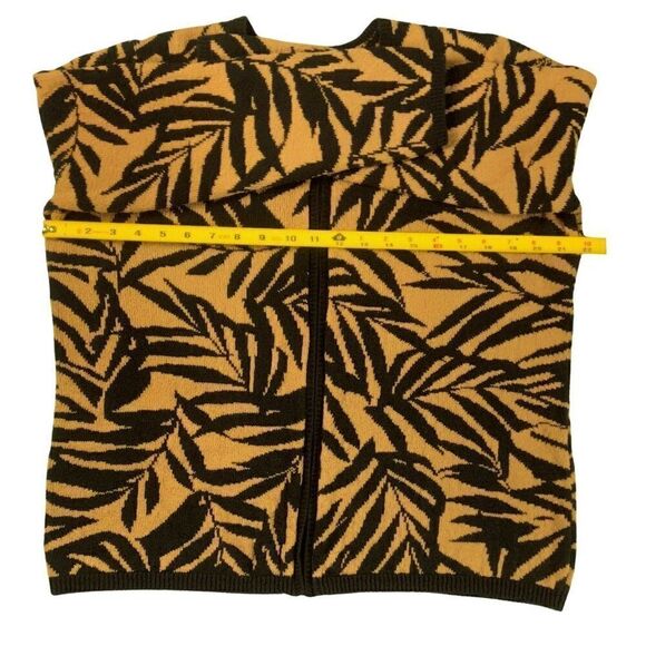 Talbots Cardigan Sweater‎ Women Black/Light Brown Leaf Fern Print Full Zip - Picture 4 of 7